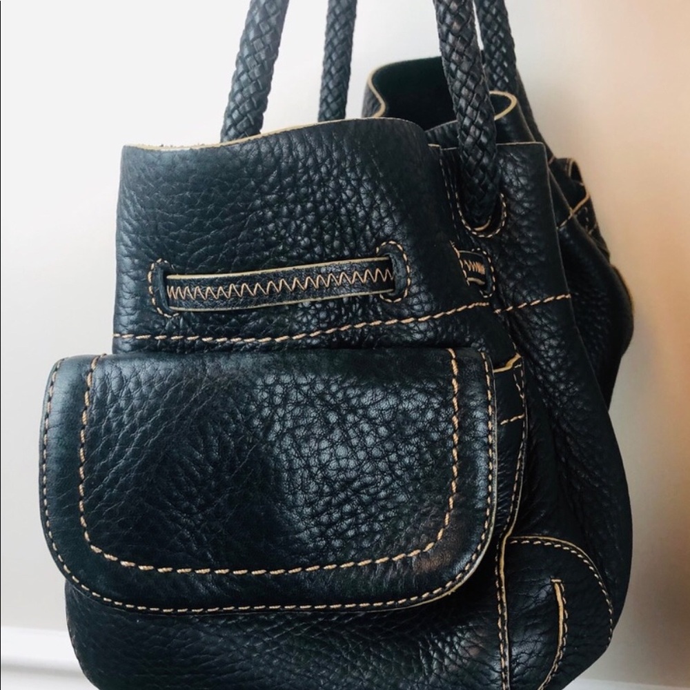 Nice Black Cole Haan Pebbled Leather Purse Tassel - Picture 5 of 9